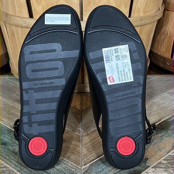 FitFlop Sarita Black Leather Sling Back Close-Toed Comfort Loafers Womens Size 5 - Picture 10 of 11